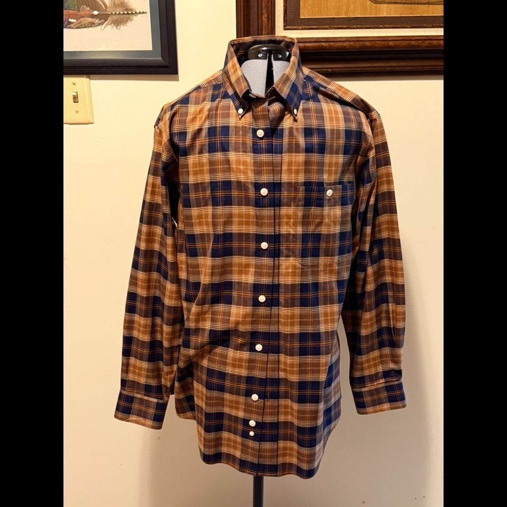 Orvis Blue and Brown Casual Button Down Shirt